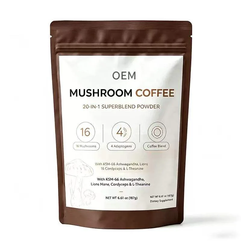 Mushroom Coffee 20-in-1 Superblend Powder with Ashwagandha Lions Mane Cordyceps L-Theanine 187g