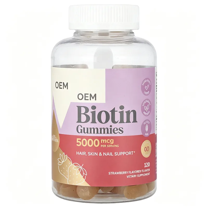 Biotin Gummies 5000mcg Per Serving Hair Skin Nails Support Strawberry Flavor 120 Count