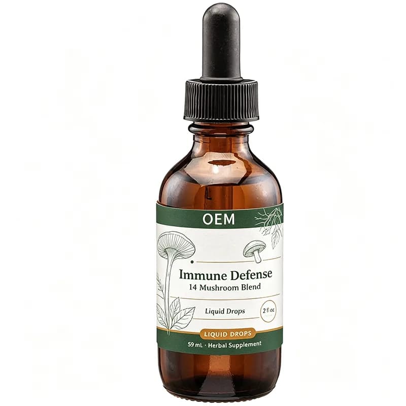 Immune Defense 14 Mushroom Blend Liquid Drops 59ml 1 Fl oz OEM Dietary Supplement for Daily Wellness Support