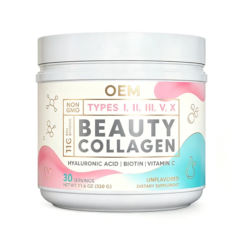 Collagen Beauty Powder Types I II III V X with Hyaluronic Acid Biotin Vitamin C 30 Servings Unflavored 330g Non GMO