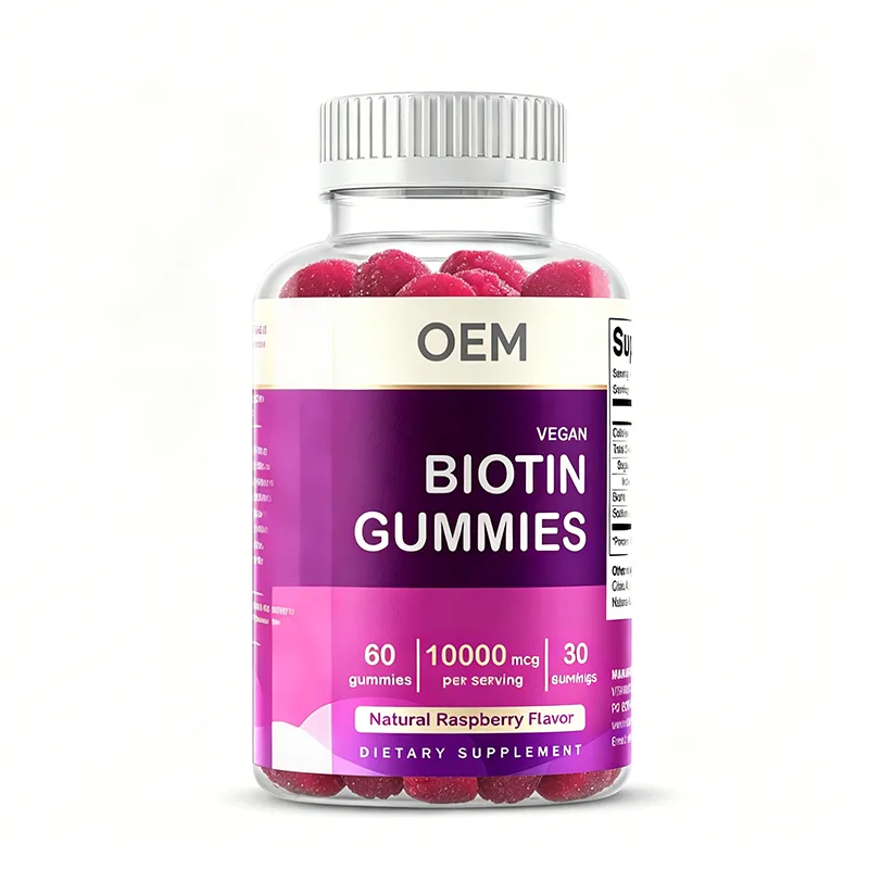 Vegan Biotin Gummies 10000mcg Per Serving 60 Gummies 30 Servings Natural Raspberry Flavor OEM Supplement