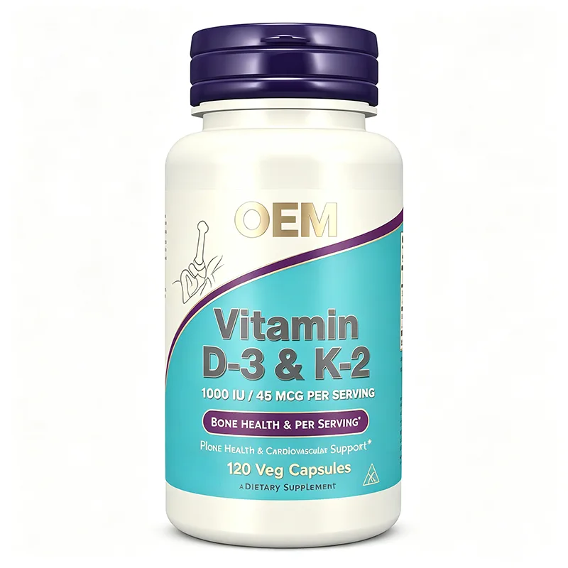 Vitamin D3 and K2 Capsules 120 Veg Count OEM Dietary Supplement for Bone and Cardiovascular Support