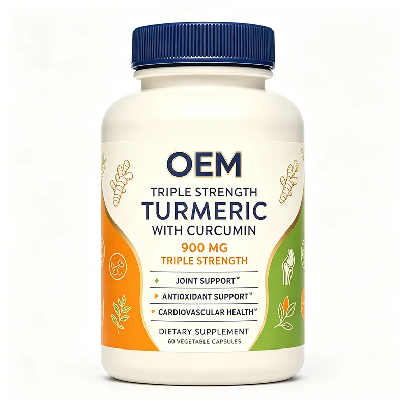 Triple Strength Turmeric with Curcumin 900mg 60 Vegetable Capsules OEM Supplement for Joint Support Antioxidant Support