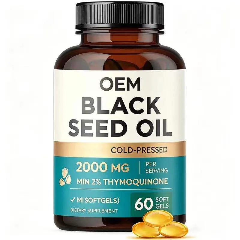 Black Seed Oil Cold Pressed 2000mg Per Serving Min 2 Percent Thymoquinone 60 Softgels OEM Dietary Supplement