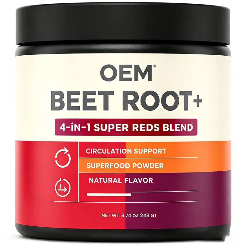 Beet Root Plus 4 in 1 Super Reds Blend Powder 8.74oz 248g Net Wt OEM Supplement for Circulation Support and Superfood Nutrition
