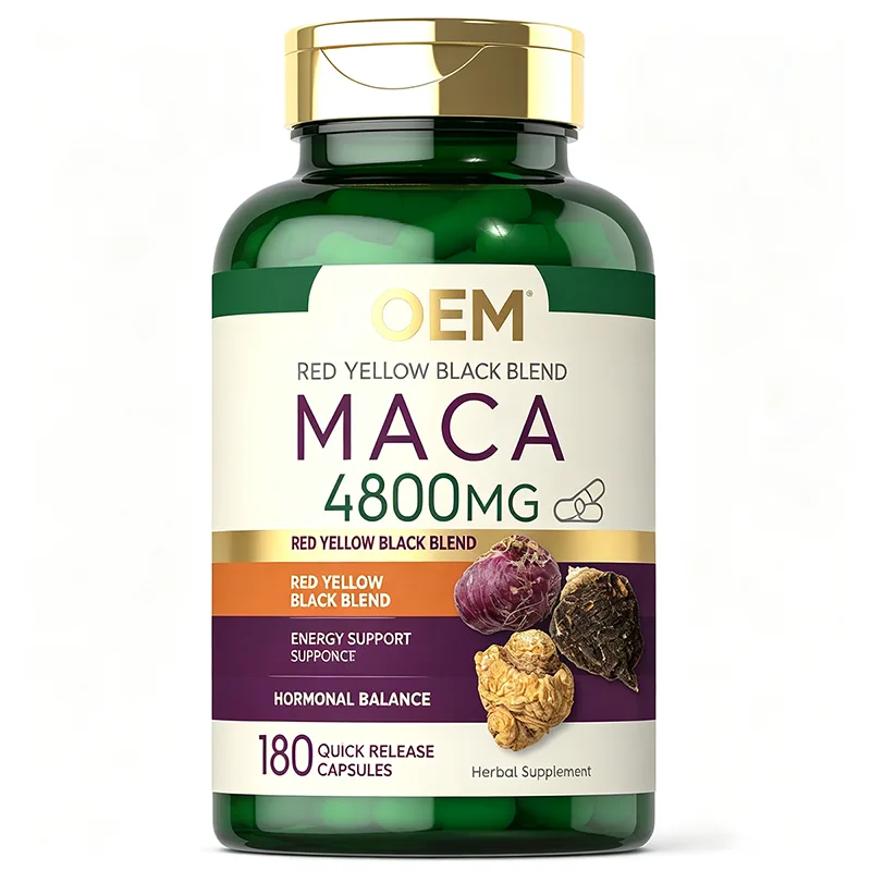 Maca Red Yellow Black Blend 4800mg Quick Release Capsules 180 Count OEM Herbal Supplement for Energy Support