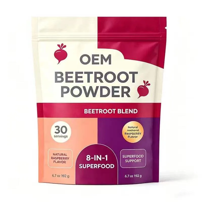 Beetroot Blend Powder 8 in 1 Superfood Support Raspberry Natural Flavor 30 Servings 6.7oz 192g Net Wt OEM Supplement