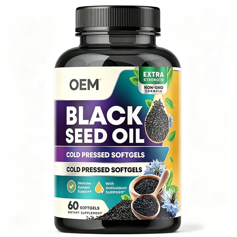 Extra Strength Black Seed Oil Cold Pressed Softgels 60 Count Non GMO Formula OEM Supplement for Immune System