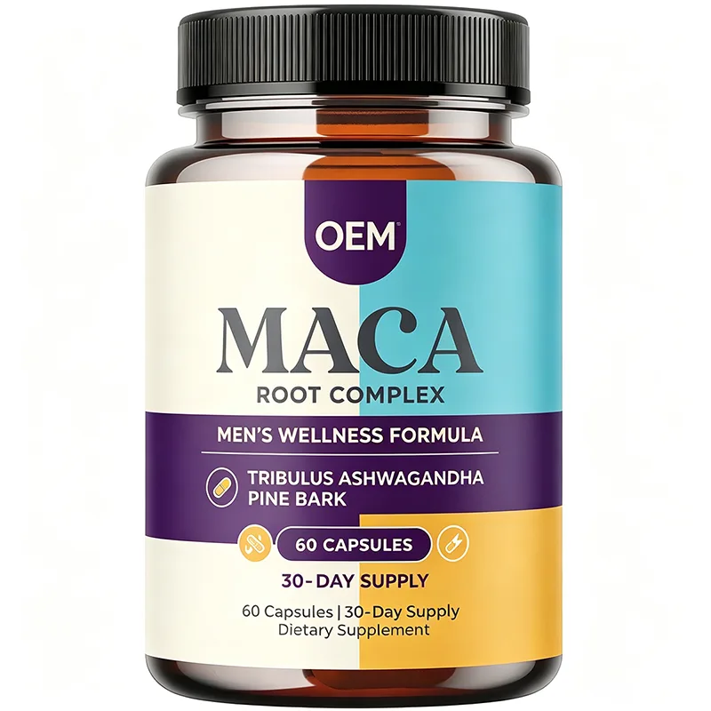 Maca Root Complex Men's Wellness Formula 60 Capsules 30 Day Supply with Tribulus Ashwagandha and Pine Bark OEM Supplement