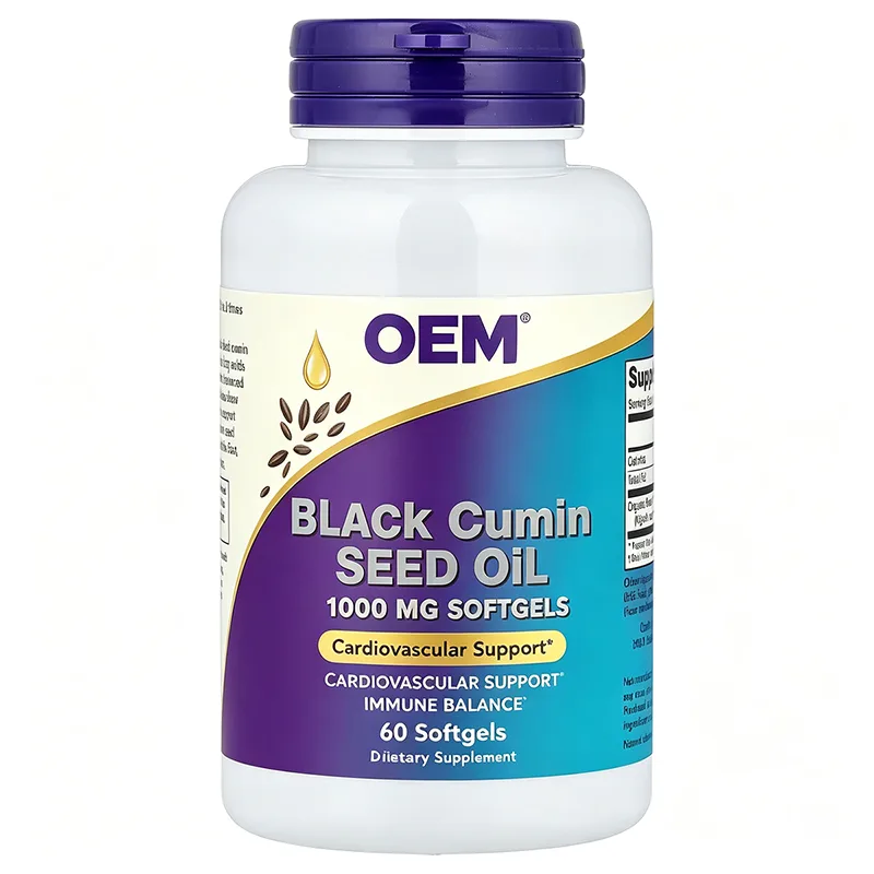 Black Cumin Seed Oil 1000mg Softgels 60 Count OEM Supplement for Cardiovascular Support and Immune Balance
