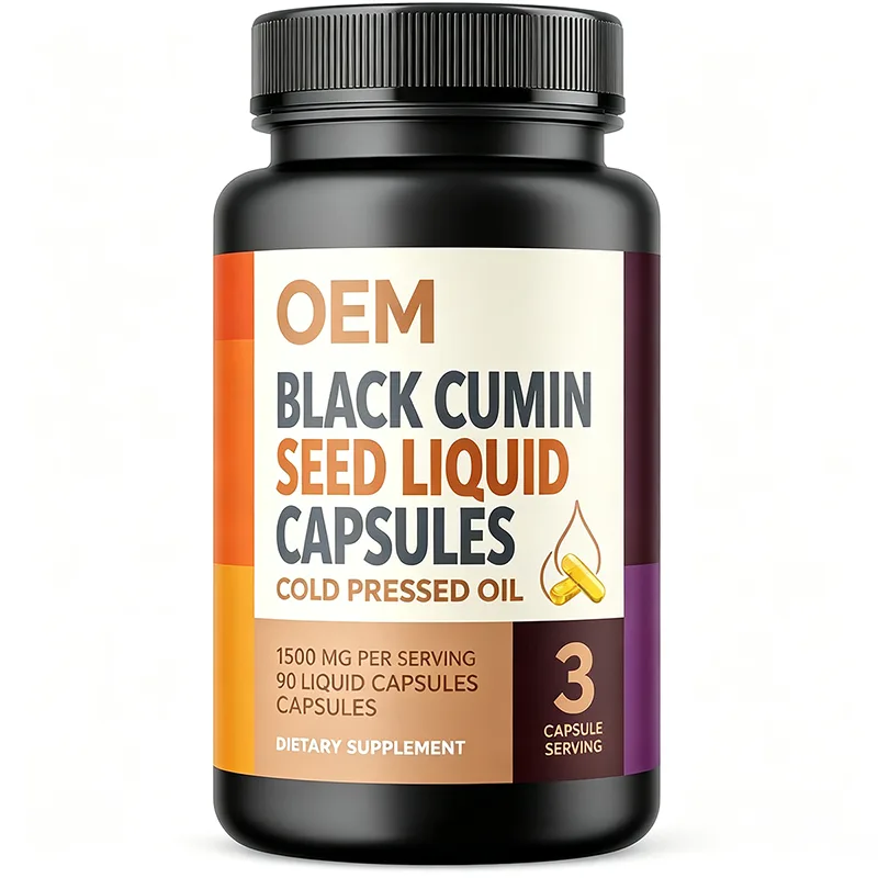 Black Cumin Seed Liquid Capsules Cold Pressed Oil 1500mg Per Serving 90 Count OEM Dietary Supplement