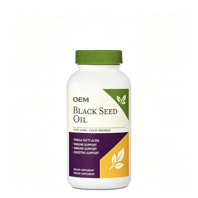 Black Seed Oil Non GMO Cold Pressed Omega Fatty Acids 60 Softgels OEM Supplement for Immune Support and Digestive Support