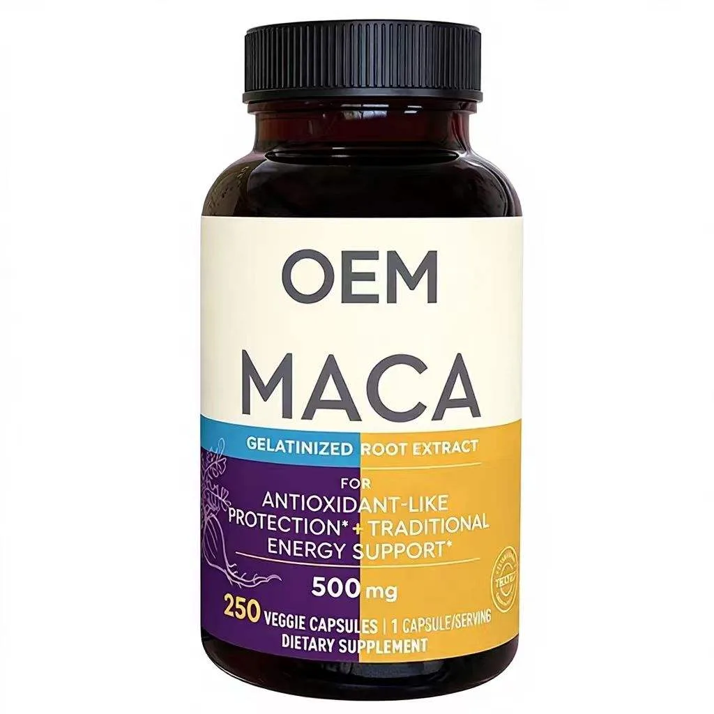 Gelatinized Maca Root Extract 500mg Capsules 250 Count OEM Dietary Supplement for Energy Support