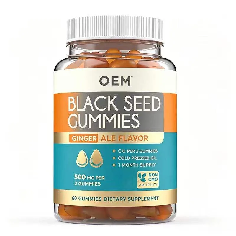Black Seed Gummies with Ginger 500mg Per 2 Gummies Cold Pressed Oil 60 Gummies 1 Month Supply Non GMO OEM Supplement