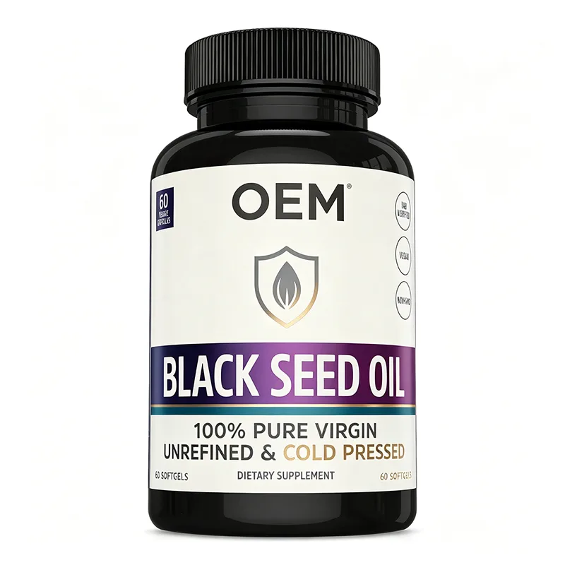 Black Seed Oil 100% Pure Virgin Unrefined Cold Pressed 60 Softgels OEM Dietary Supplement