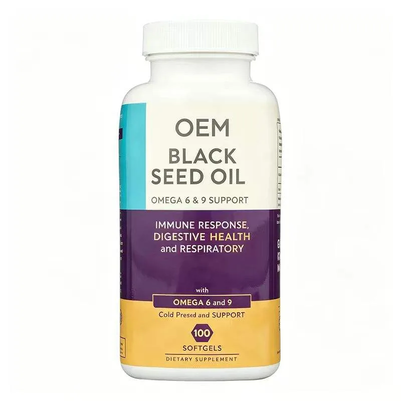 Black Seed Oil Softgels 100 Count with Omega 6 and 9 Support OEM Supplement for Immune Response Digestive Health
