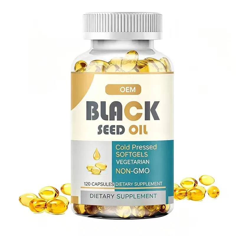Black Seed Oil Cold Pressed Vegetarian Non GMO 120 Capsules OEM Dietary Supplement