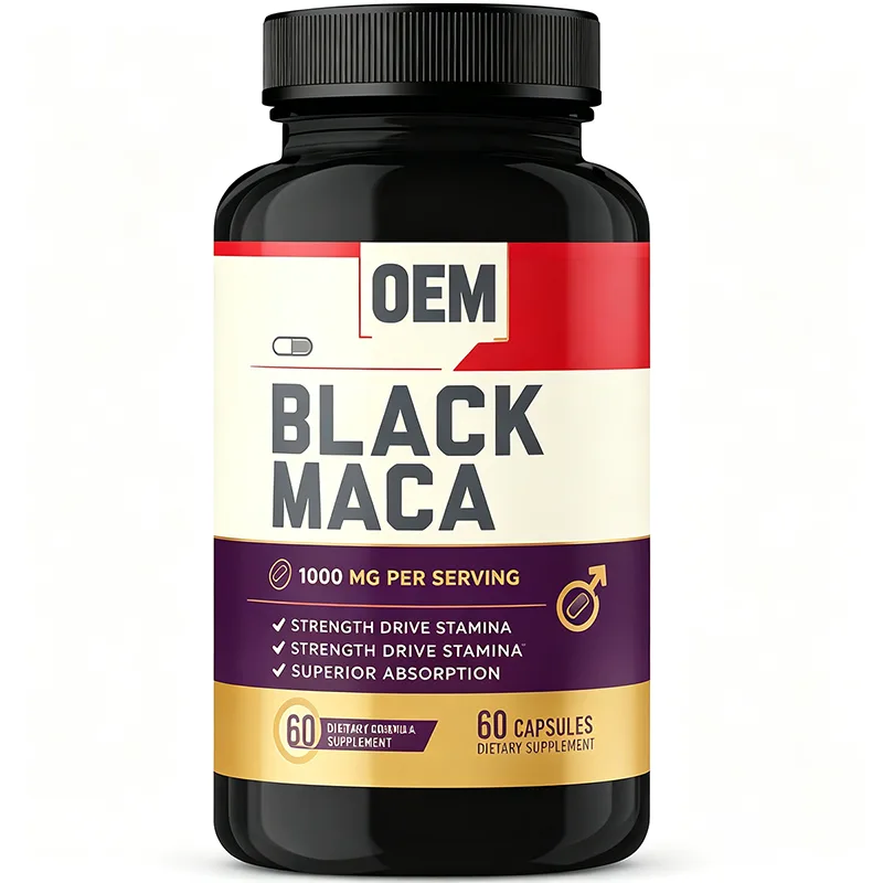 Black Maca 1000mg Per Serving 60 Capsules OEM Supplement for Strength Drive Stamina and Superior Absorption