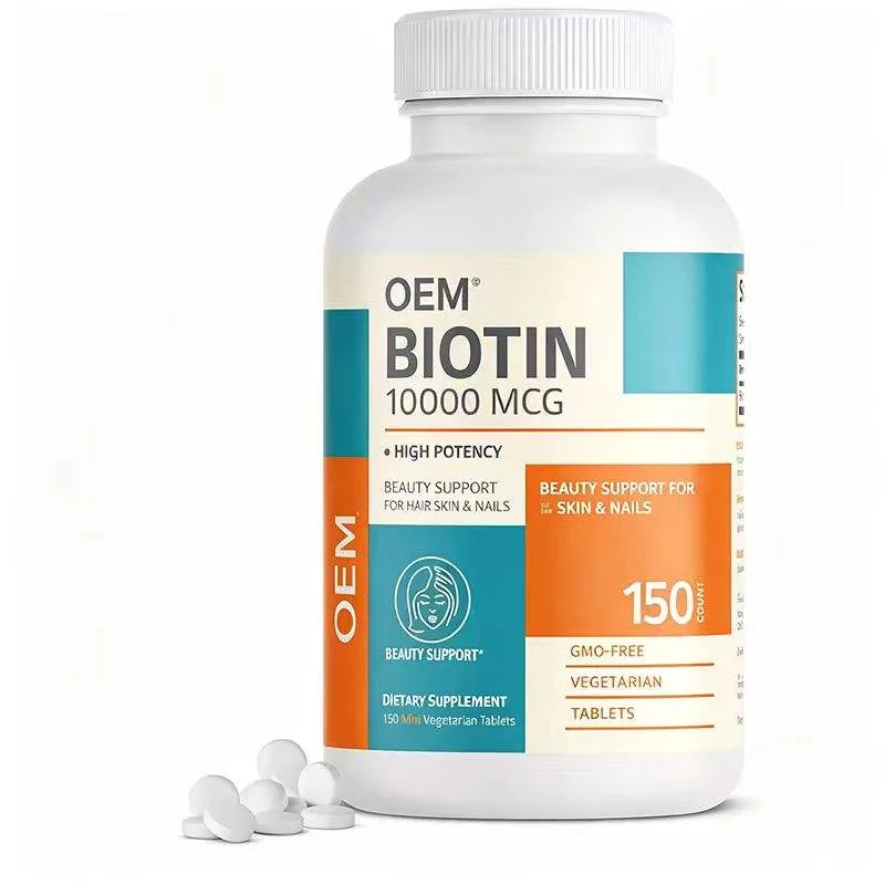 Biotin 10000mcg High Potency Beauty Support for Hair Skin and Nails 150 Tablets GMO Free Vegetarian OEM Supplement
