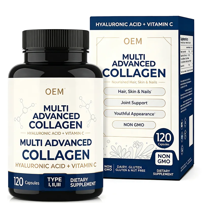 Multi Advanced Collagen Capsules with Hyaluronic Acid and Vitamin C 120 Count Non GMO Gluten Free for Hair Skin Nails