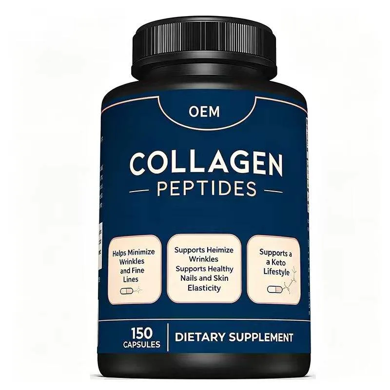 Collagen Peptides Capsules 150 Count OEM Supplement for Skin Elasticity Wrinkle Support and Healthy Nails