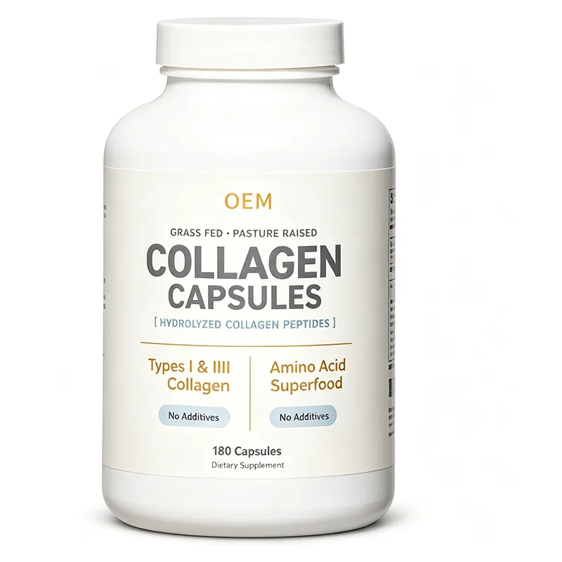 Grass Fed Pasture Raised Collagen Capsules 180 Count Hydrolyzed Collagen Peptides Types I and III Amino Acid Superfood