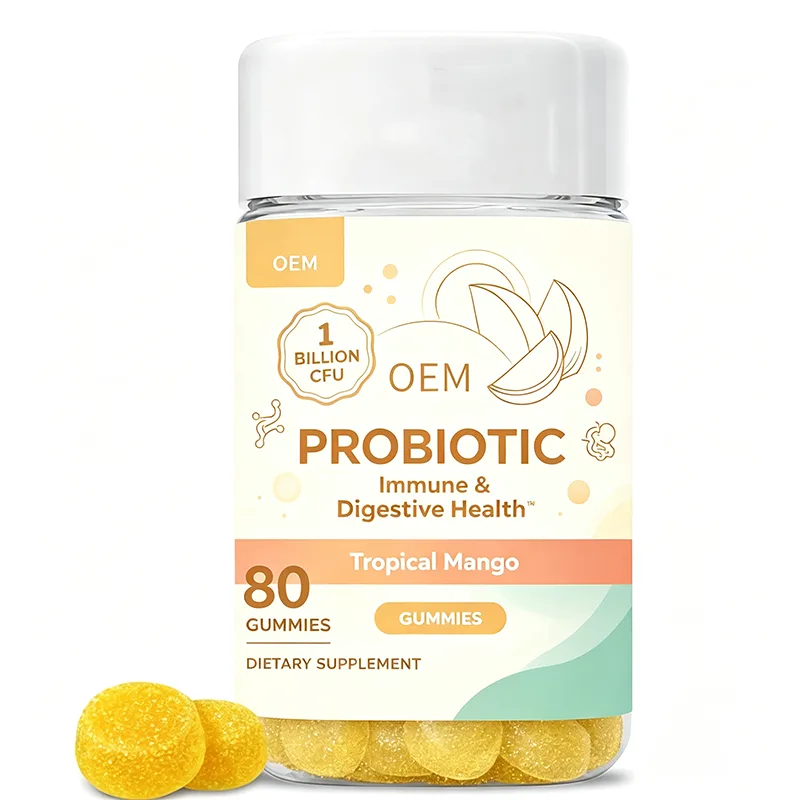 Probiotic Gummies 1 Billion CFU Tropical Mango Flavor 80 Count OEM Supplement for Immune and Digestive Health Support