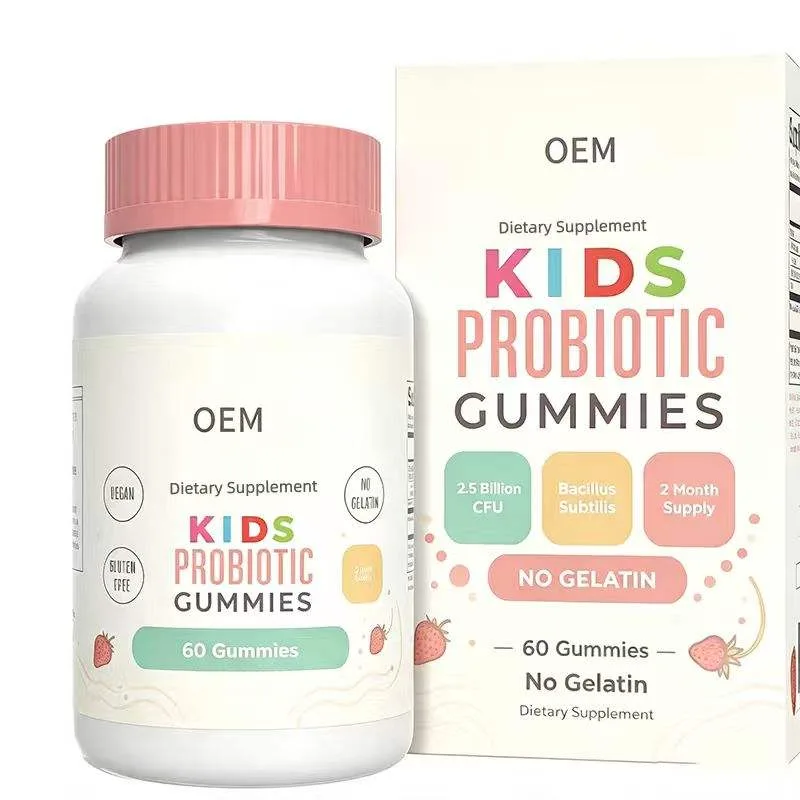 Kids Probiotic Gummies 2.5 Billion CFU Bacillus Subtilis No Gelatin 60 Count 2 Month Supply OEM Supplement
