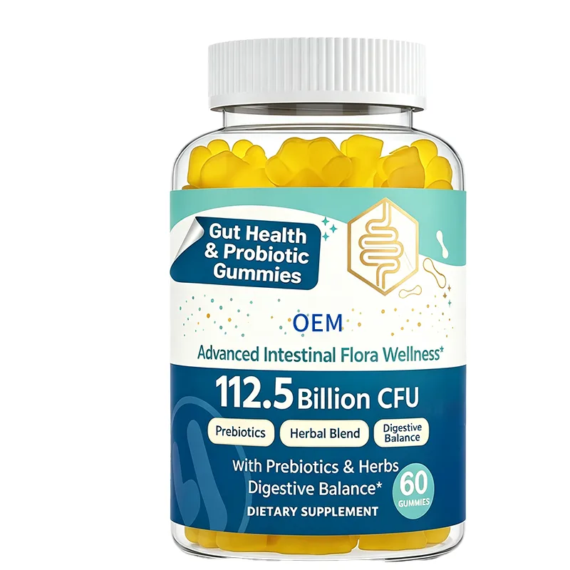 Gut Health Probiotic Gummies 112.5 Billion CFU with Prebiotics Herbal Blend 60 Count OEM Supplement