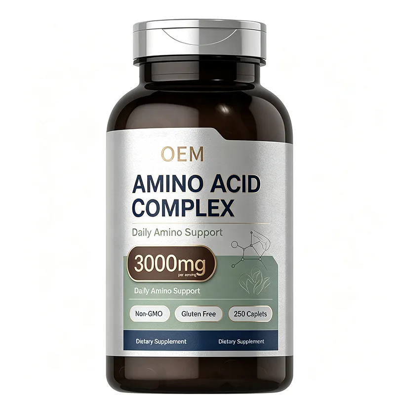 Amino Acid Complex 3000mg Daily Amino Support 250 Caplets Non GMO Gluten Free OEM Supplement