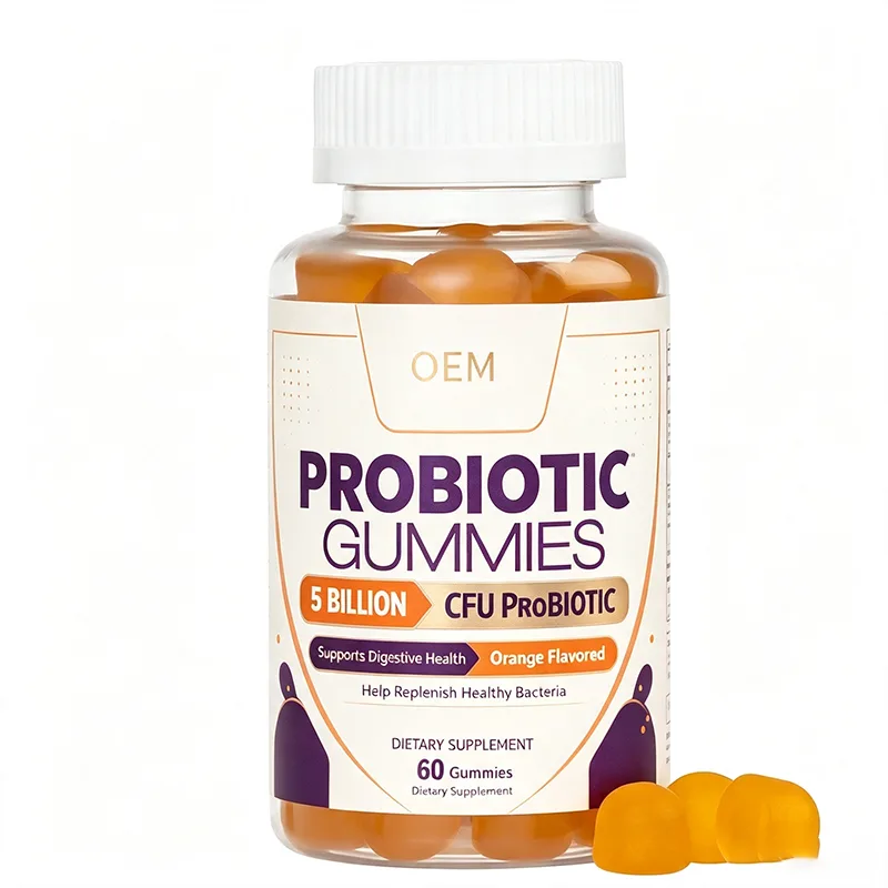 Probiotic Gummies 5 Billion CFU Orange Flavor 60 Count OEM Supplement for Digestive Health and Healthy Bacteria Support