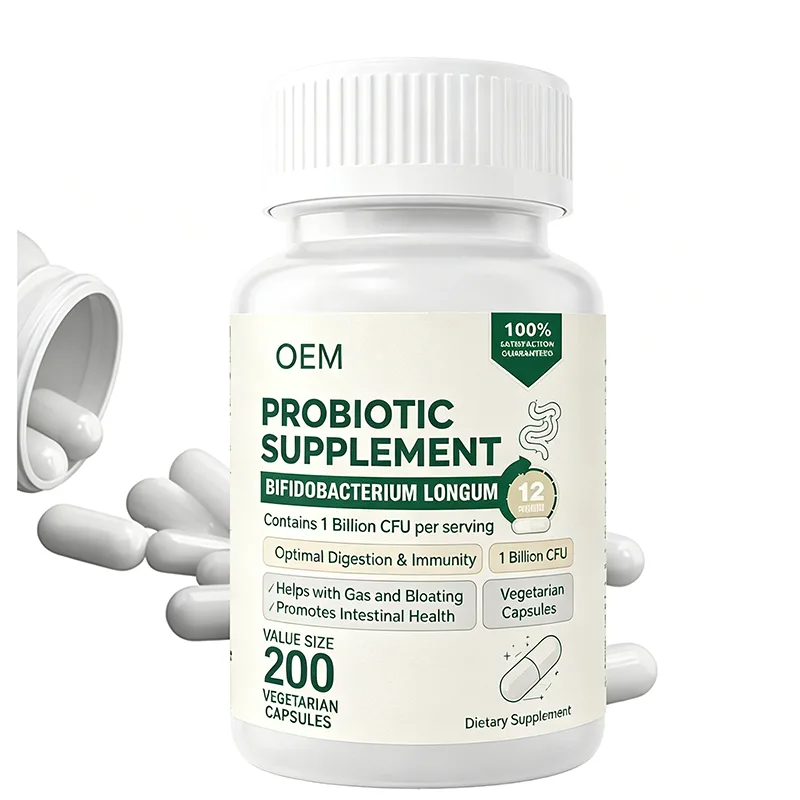 Probiotic Supplement Capsules 1 Billion CFU Bifidobacterium Longum 200 Vegetarian Count OEM for Digestion and Immunity