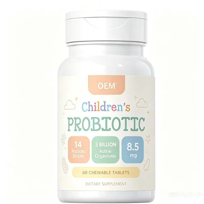 Children's Probiotic Chewable Tablets 3 Billion CFU 14 Active Strains 60 Count OEM Supplement for Kids Digestive Support