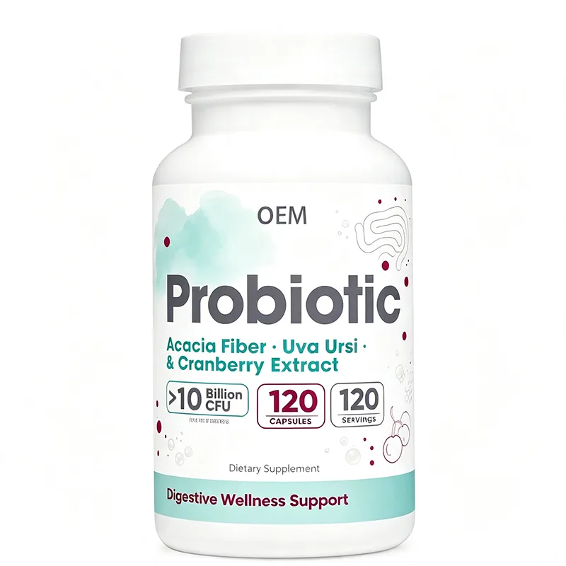 Probiotic Capsules 10 Billion CFU with Acacia Fiber Uva Ursi and Cranberry Extract 120 Count 120 Servings OEM Supplement