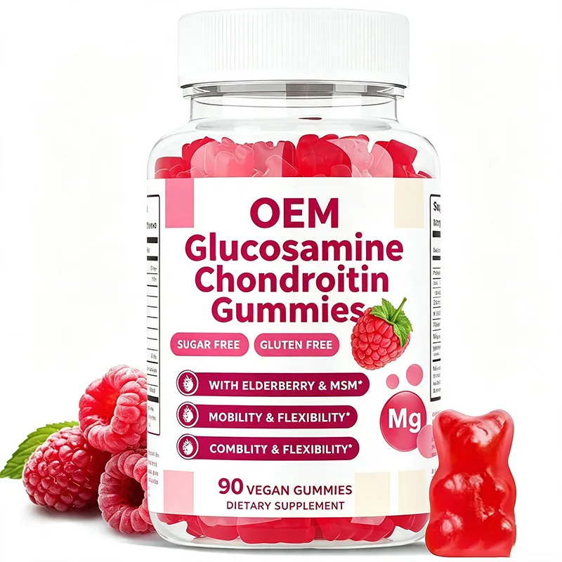 Glucosamine Chondroitin Gummies Sugar Free Gluten Free Raspberry Flavor With Elderberry 90 Vegan Gummies Dietary Supplement