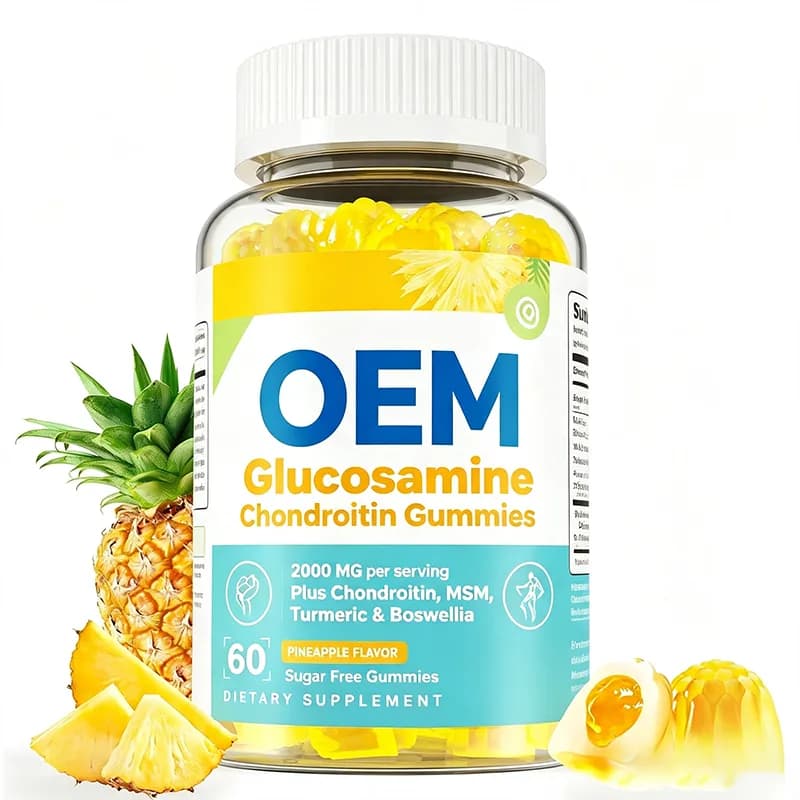 Glucosamine Chondroitin Gummies Sugar Free Pineapple Flavor 2000mg 60 Count Dietary Supplement