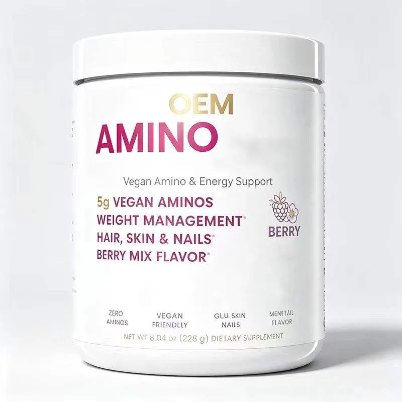 Amino Lean Energy Powder Berry Mix Flavor 5g Vegan Aminos Gluten Free for Hair Skin Nails Weight Management Dietary Supplement