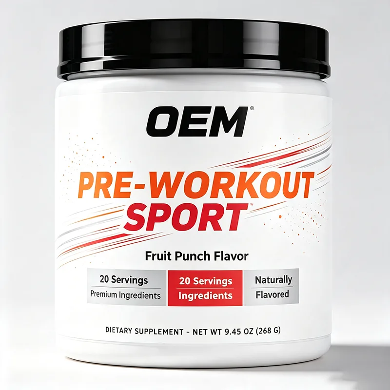 Pre Workout Sport Powder Fruit Punch Flavor 20 Servings 268g Natural Flavored Energy Focus Training Sports Dietary Supplement