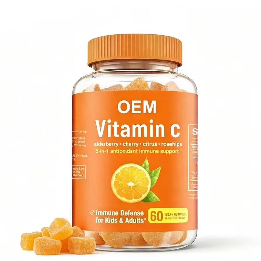 OEM Vitamin C Vegan Gummies 60 Counts Elderberry Cherry Rosehips Private Label Supplement