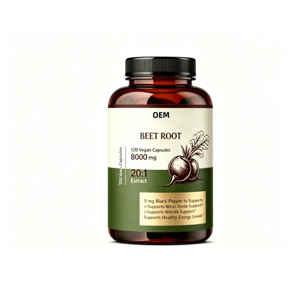 Private Label Beet Root Extract Vegan Capsules 120pcs 20:1 Ratio with Black Pepper Dietary Supplement ODM