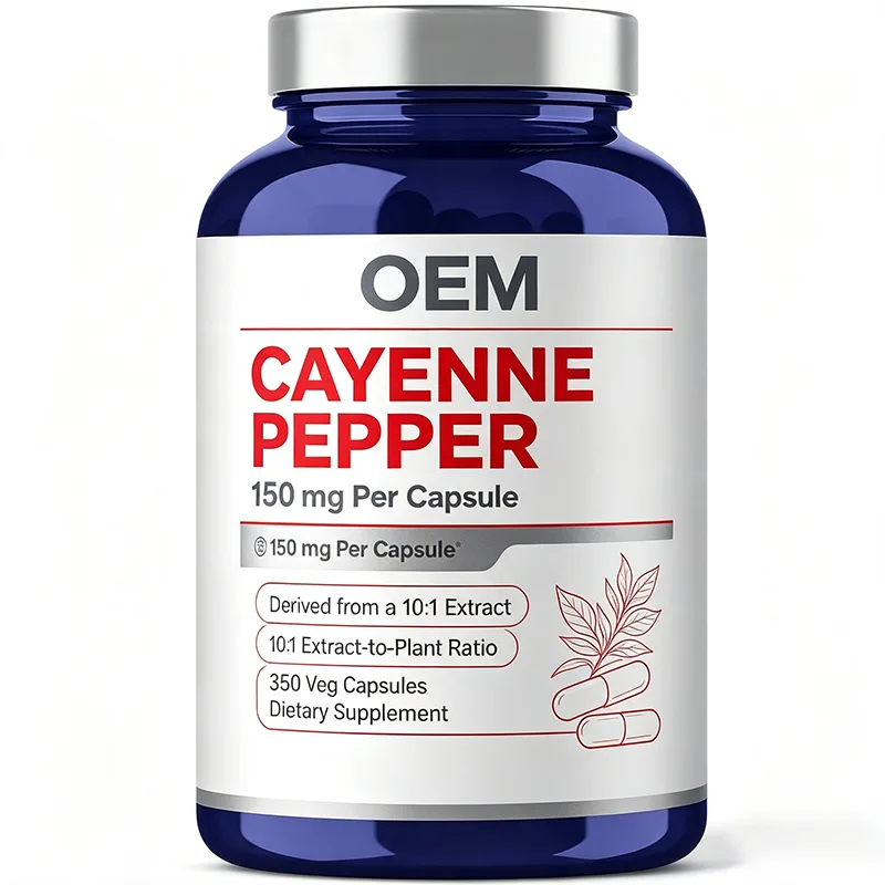 OEM Cayenne Pepper Veg Capsules 150mg Per Capsule 10:1 Extract Ratio 350 Counts Herbal Supplement