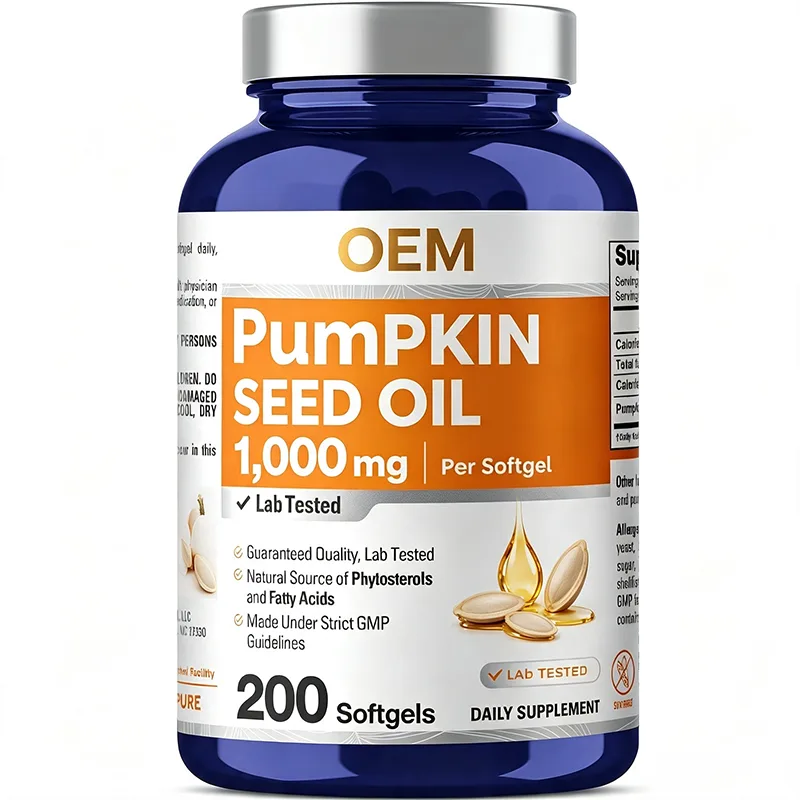 OEM Pumpkin Seed Oil Softgels 1000mg Per Serving Lab Tested 200 Count Dietary Supplement Private Label Available