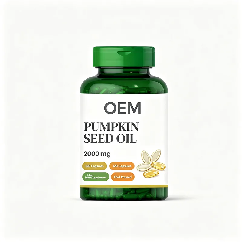 OEM Pumpkin Seed Oil Capsules 2000mg Per Serving Cold Pressed 120 Counts Prostate Hair Wellness Supplement
