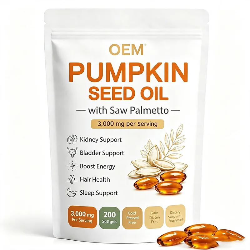 Private Label Cold Pressed Pumpkin Seed Oil Saw Palmetto Softgels 200pcs Gluten Free Herbal Supplement ODM