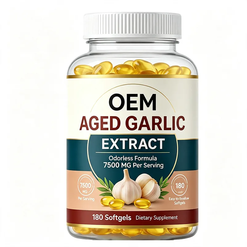 Private Label Aged Garlic Extract Softgels 180pcs 7500mg Odor Free Herbal Supplement ODM