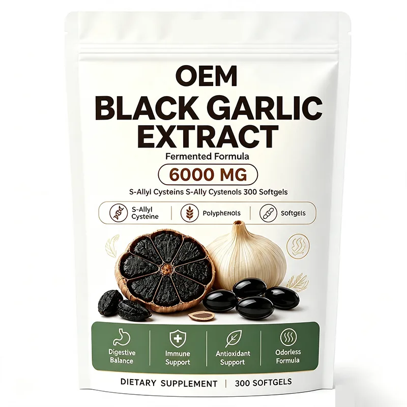 OEM Fermented Black Garlic Extract Softgels 6000mg 300 Count Odorless S Allyl Cysteine Supplement