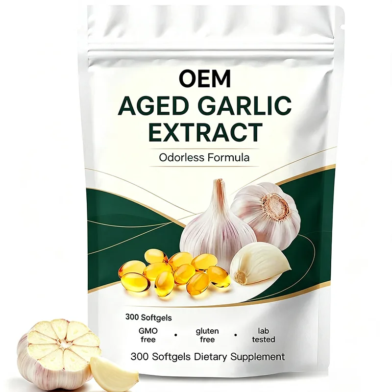 Custom Brand Aged Garlic Extract Softgels 300 Count Odorless GMO Free Gluten Free ODM