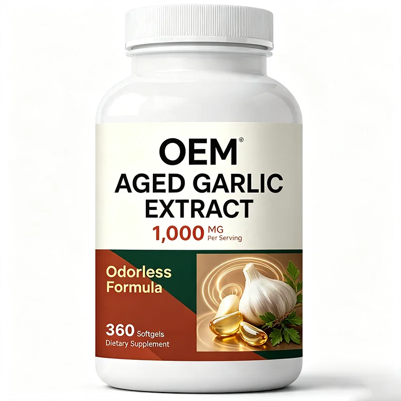 OEM Aged Garlic Extract Softgels 1000mg Odorless Formula 360 Count Heart Immune Antioxidant Private Label