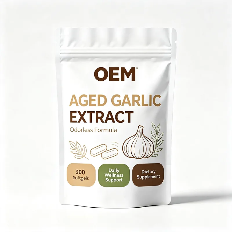 Private Label Odorless Aged Garlic Extract Softgel 300 Softgels Resealable Bag Bulk Garlic Supplement OEM ODM Service