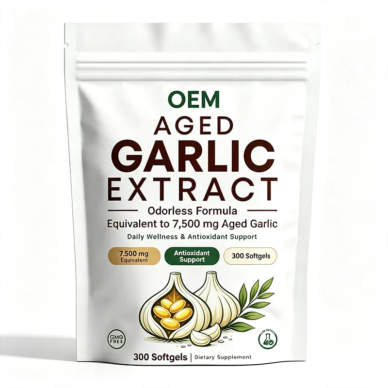 Private Label Odorless Aged Garlic Extract Softgel 7500mg Equivalent 300 Softgels Bulk Garlic Supplement OEM Service
